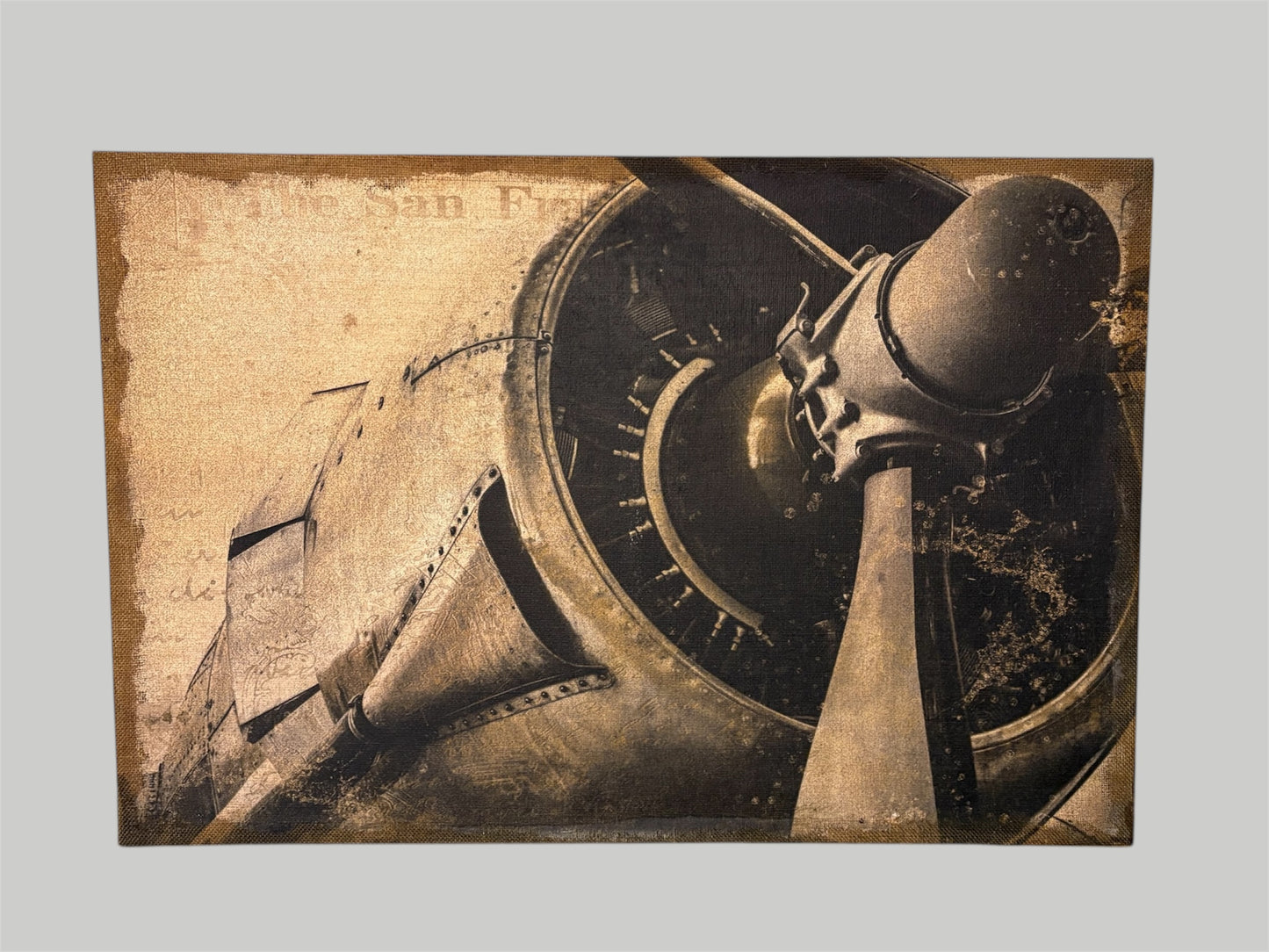 2 vintage vliegtuigen propeller kunstwerken in een set