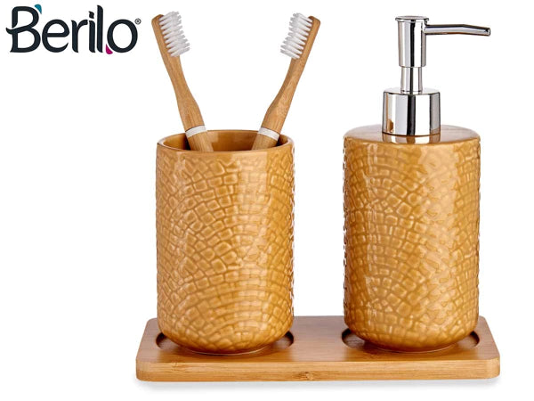 Keramiek badkamer set kameel