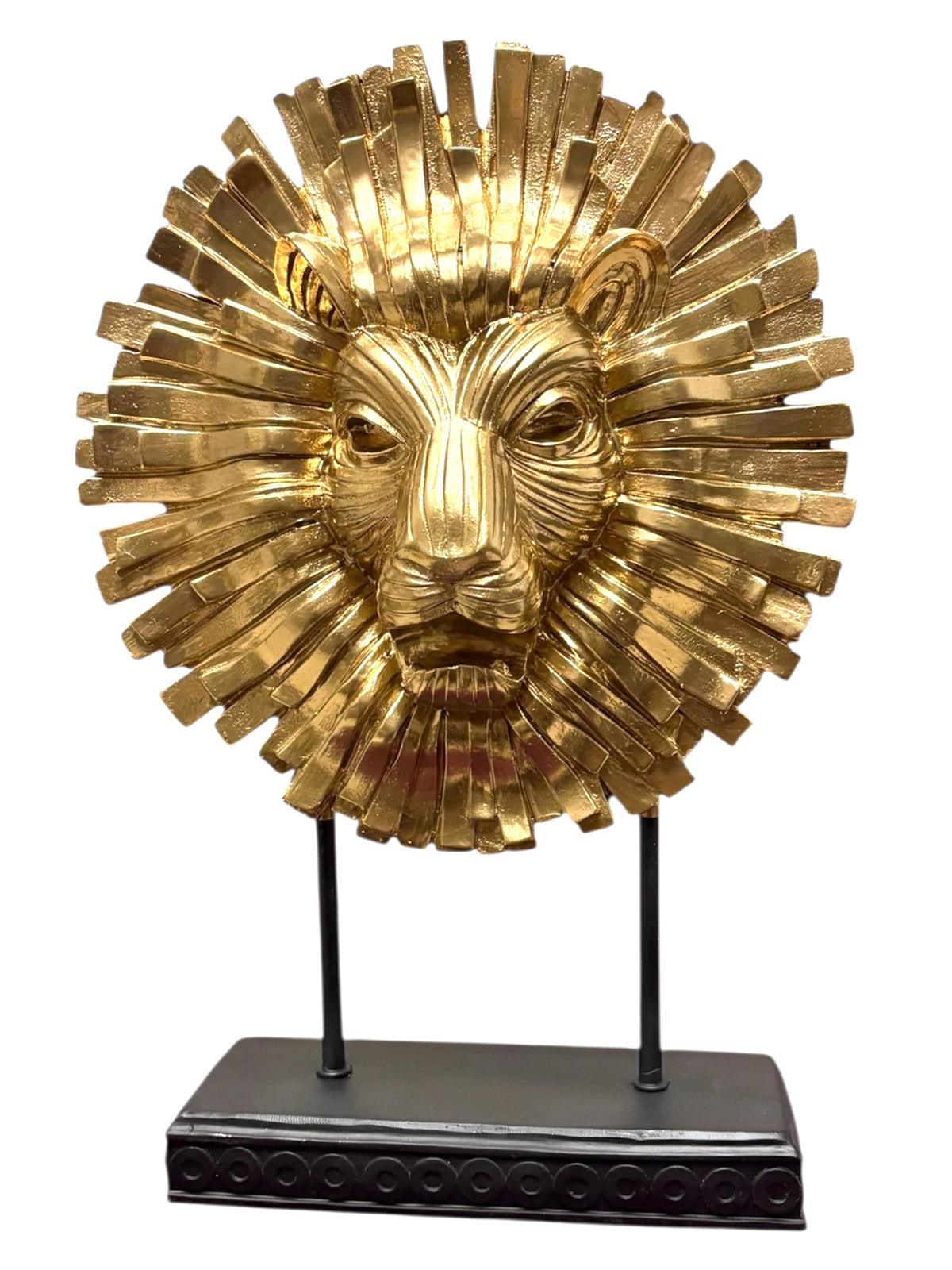 Leeuwenkop ornement goud met zwarte voet