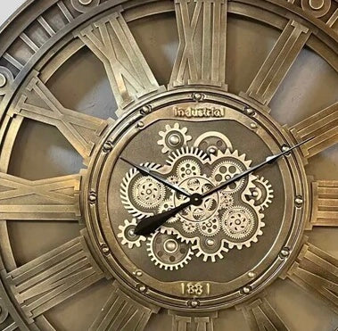 Industriële wandklok Romeinse cijfers Ø117cm