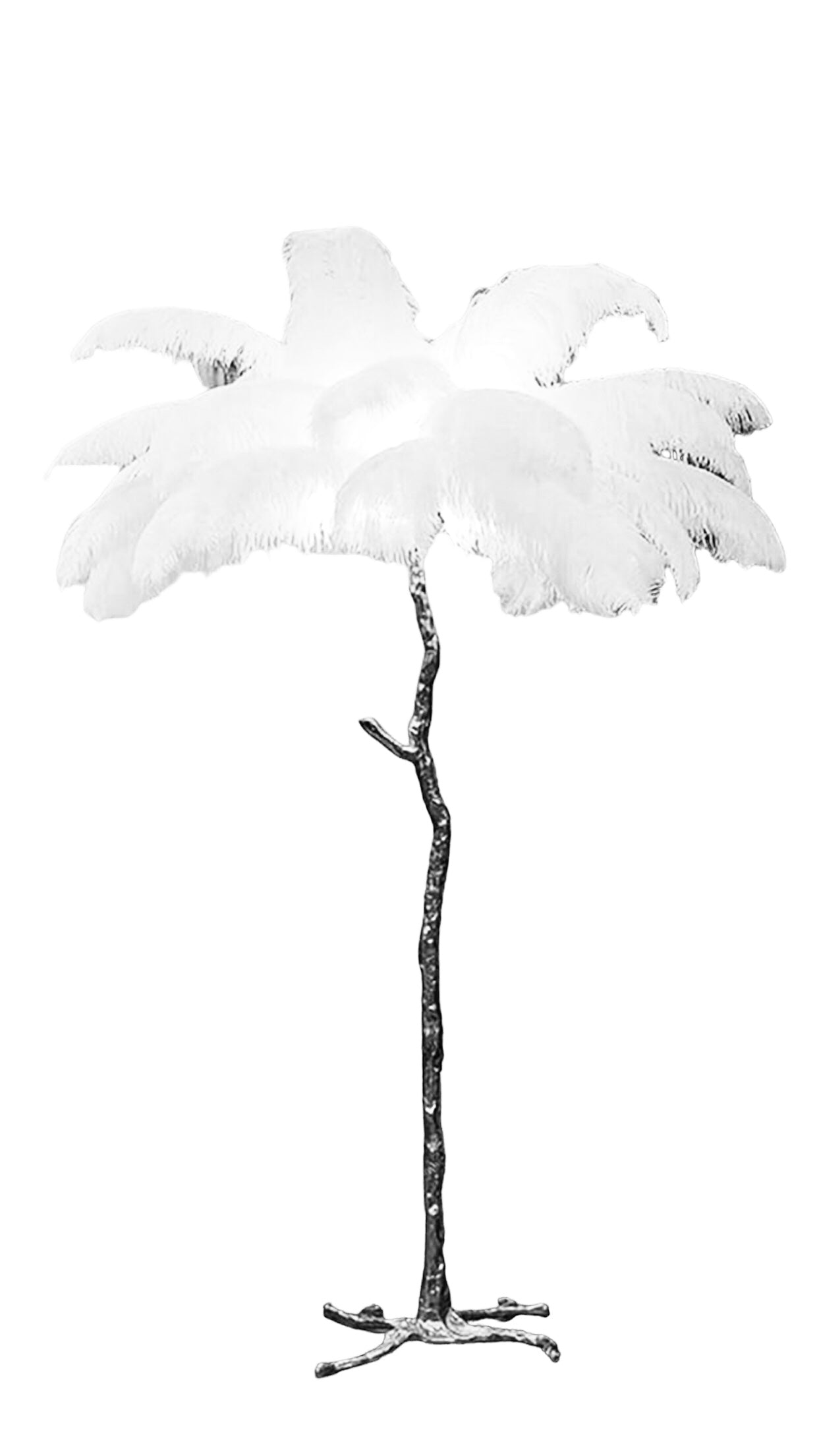 Vloerlamp kokospalm zilver/wit