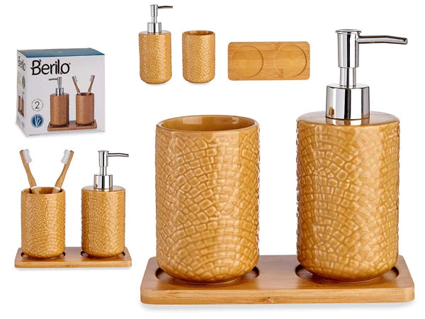 Keramiek badkamer set kameel