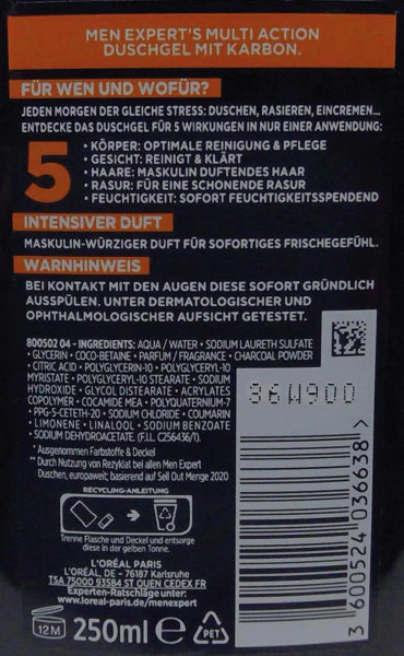 L'Oréal Men Expert Douche 250ml Carbon Clean