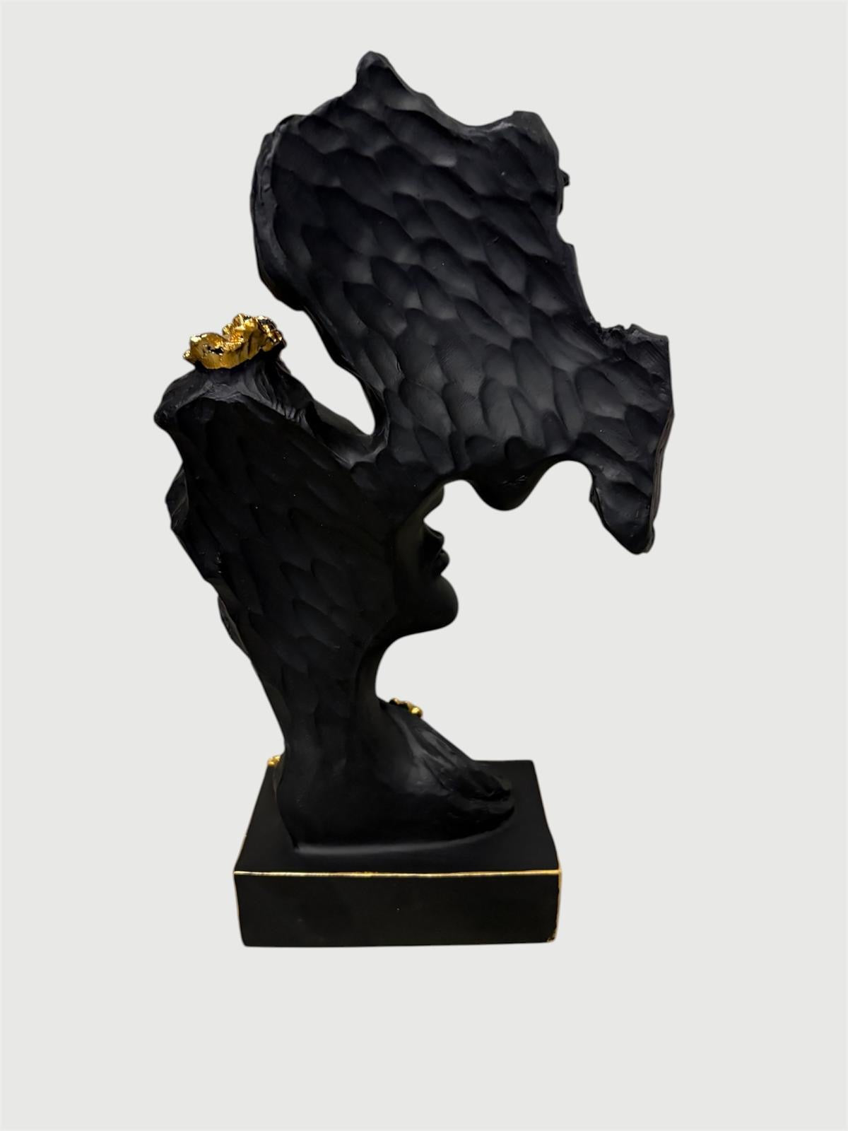 Sculptuur Zoenende Koppel - Zwart met Goud