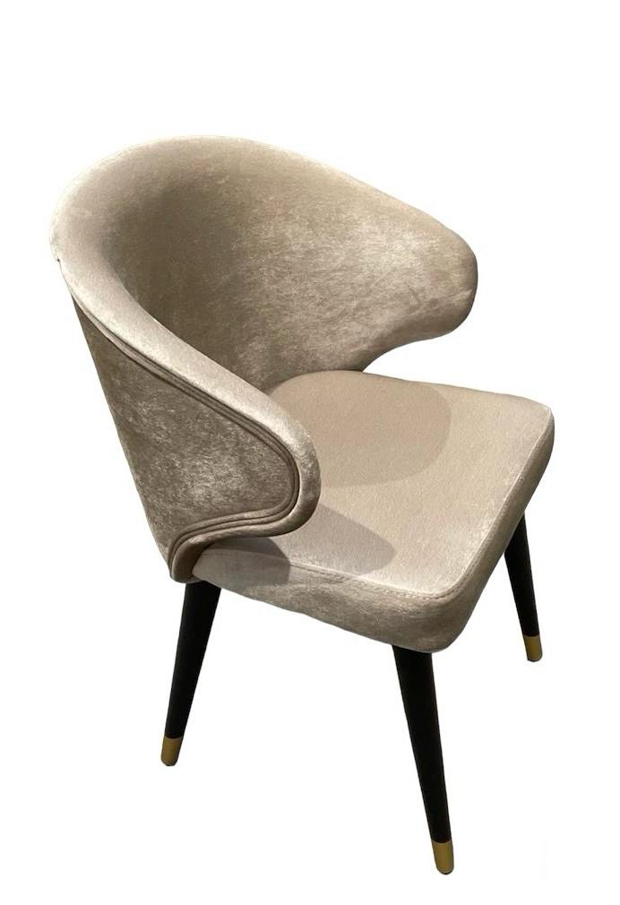 Eetkamerstoel Taupe/zwart  gestoffeerd
