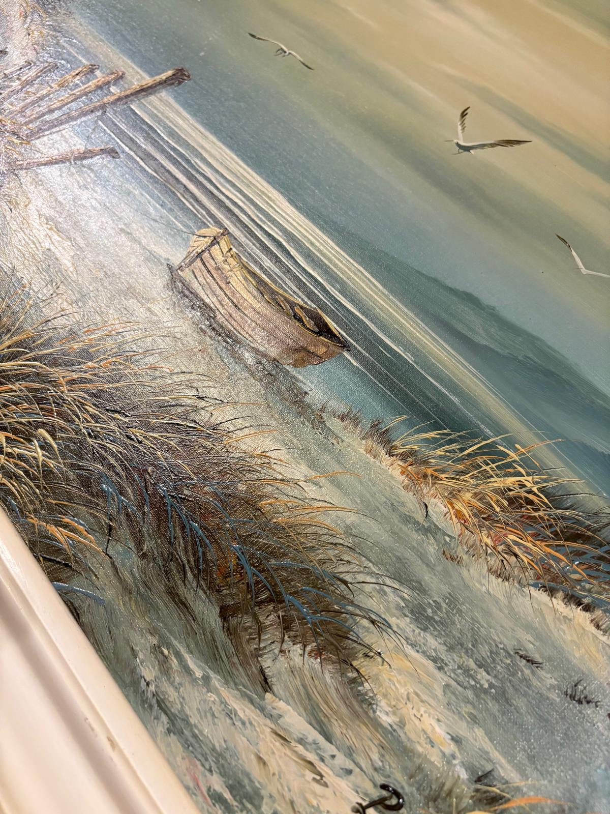 Olieverfschilderij Strand met Boot Hagse school Polo