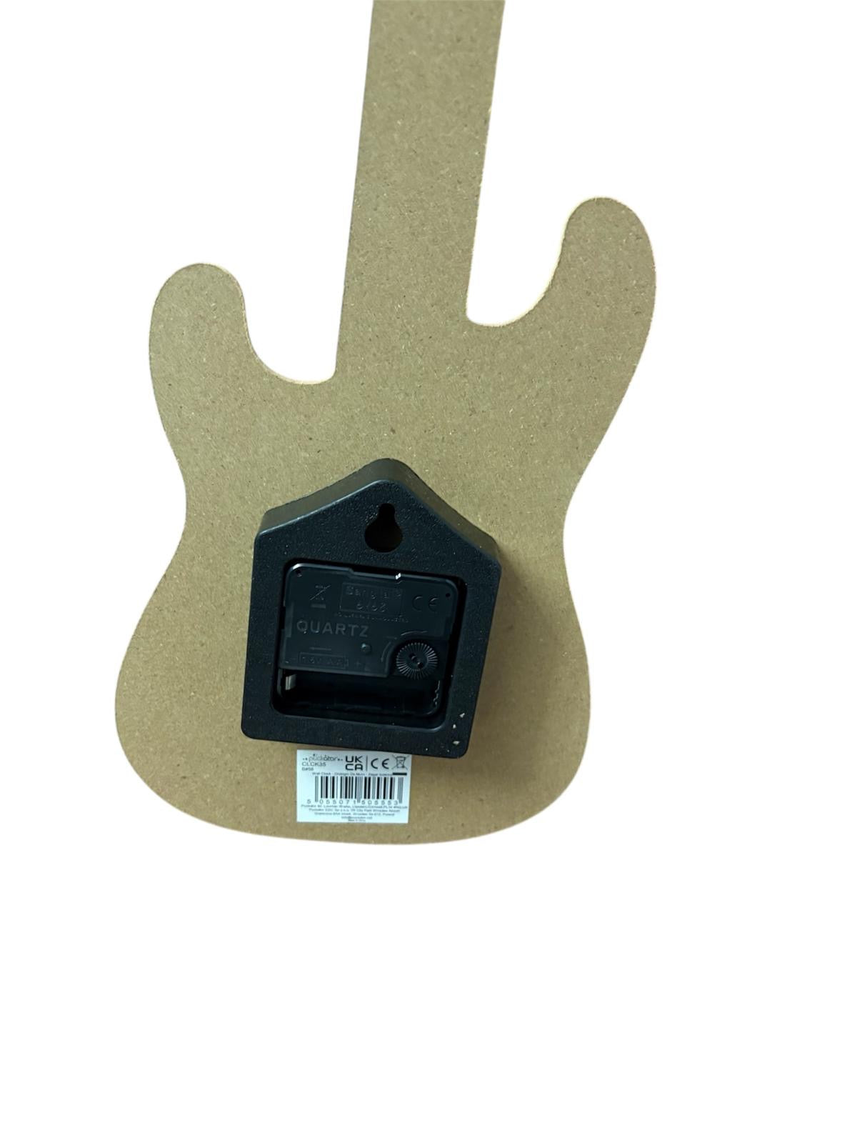 Wandklok zwart in de vorm van een gitaar