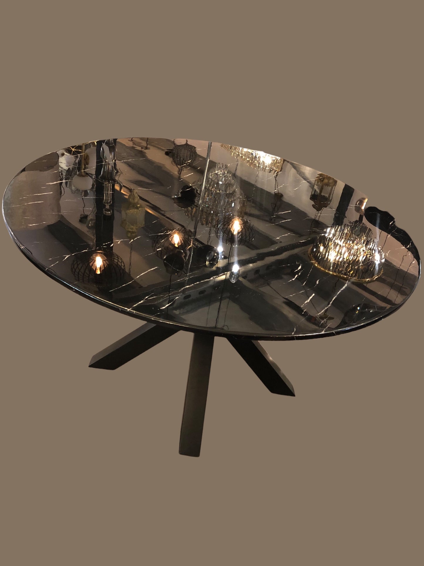 Goud/zwart marmeren tafel 130cm