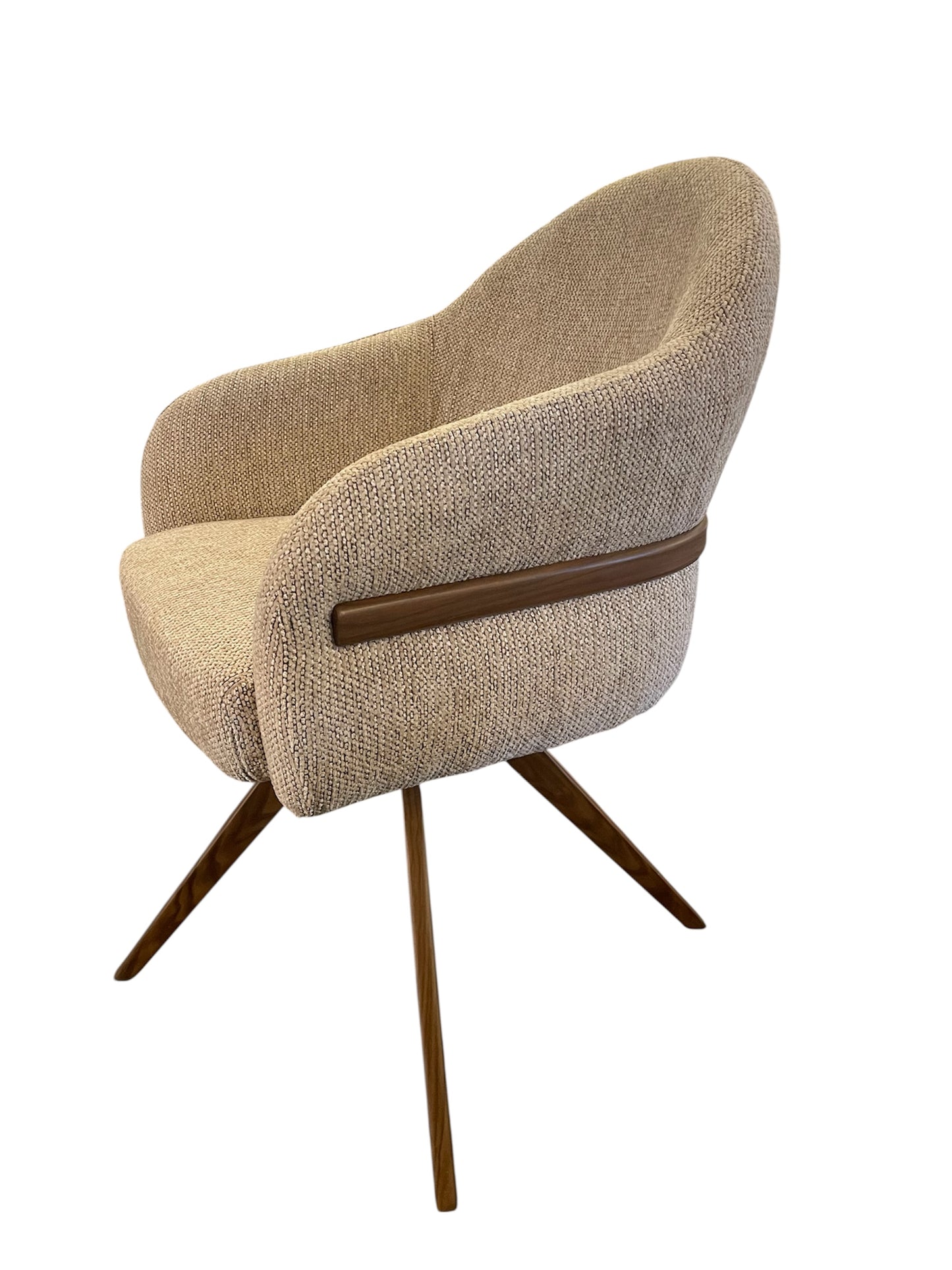 Eetkamerstoelen DRAAIBAAR STOEL 180 BOUCLE STOF BRONS ONDERSTEL