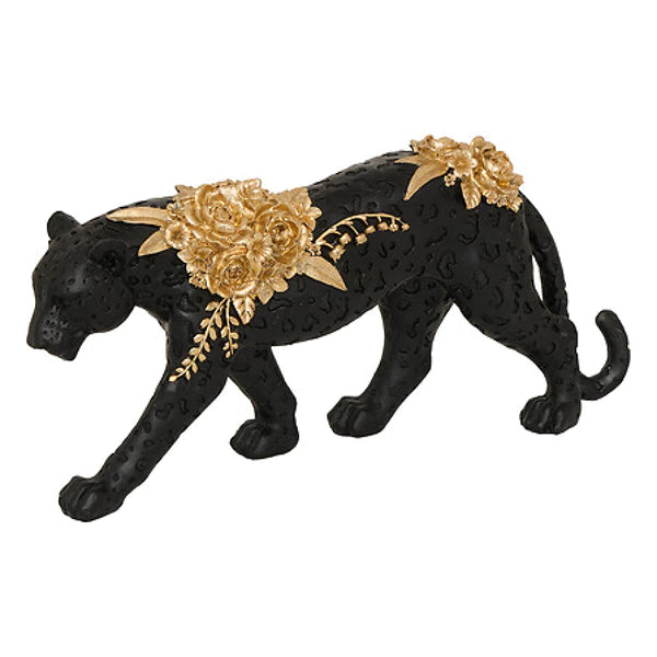 Panter beeld zwart met goud 40cm