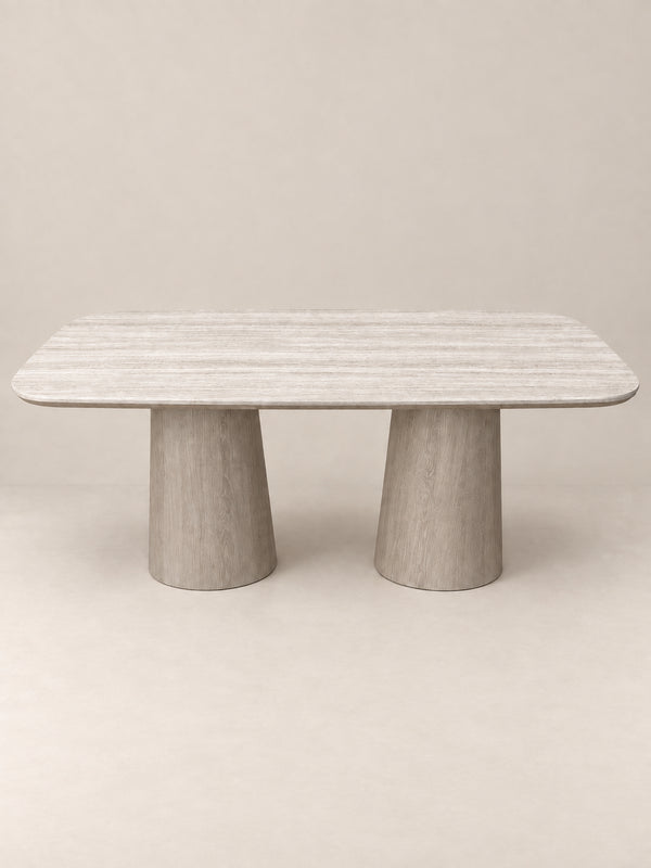 Japandi eettafel in beige Travertine – Deens ovaal – 180 × 90 cm