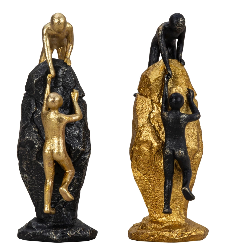 Steen met figuren "Helping Hand" goud+zwart h=26,5cm b=10cm diverse kleuren.