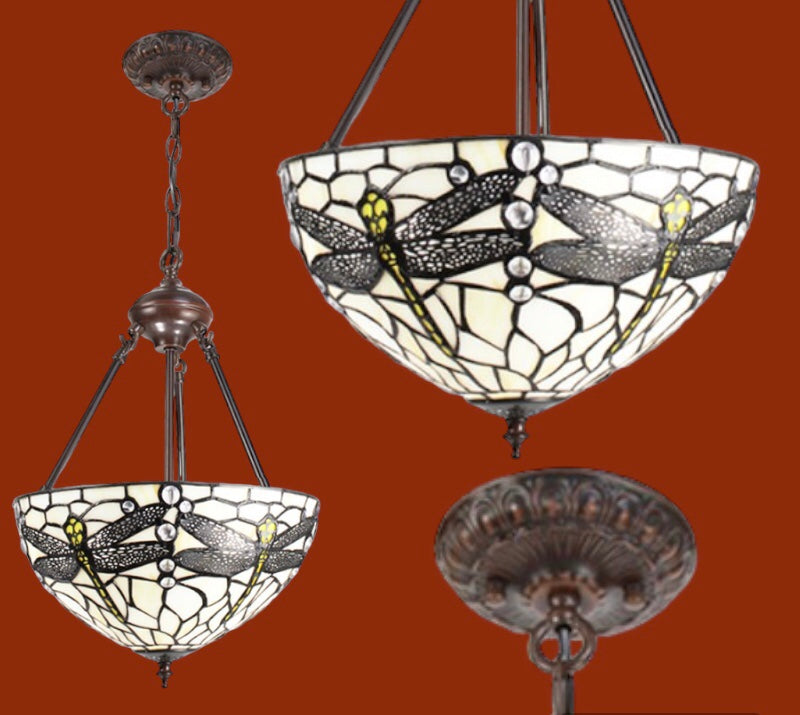 Hanglamp Tiffany Libellen wit