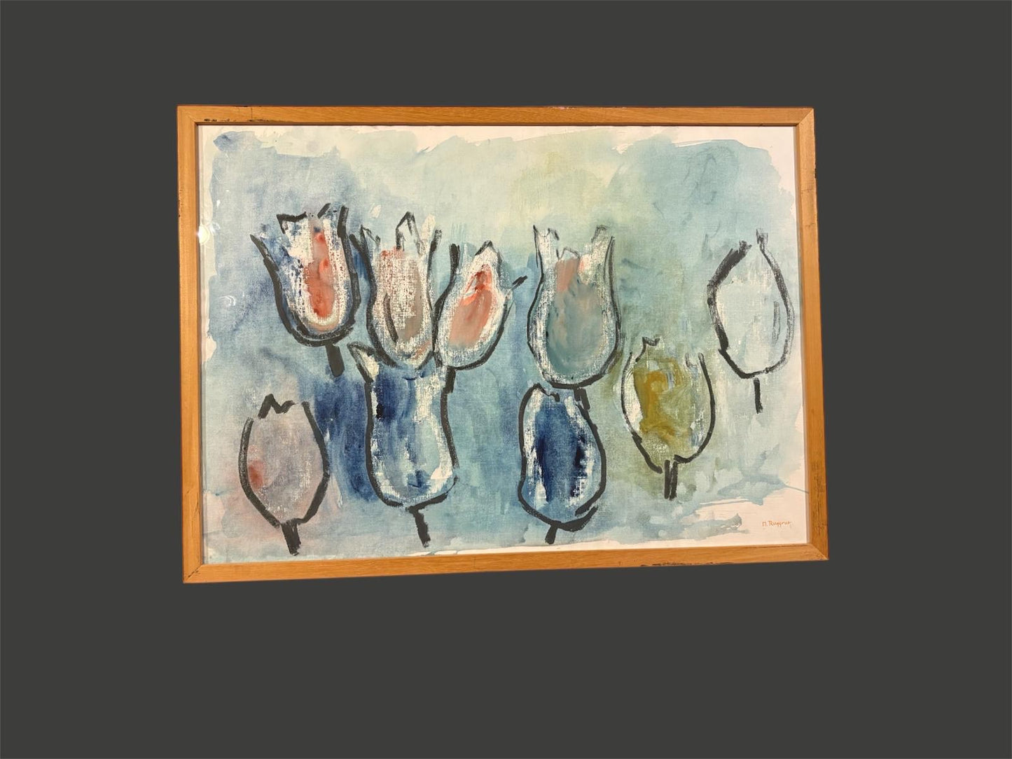 Tulpen Aquarel Schilderij geschilderd N. Ruijgrok