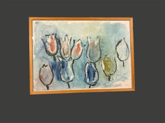 Tulpen Aquarel Schilderij geschilderd N. Ruijgrok