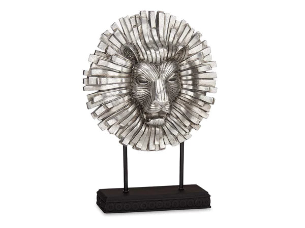 Leeuwenkop ornement zilveren met zwarte voet