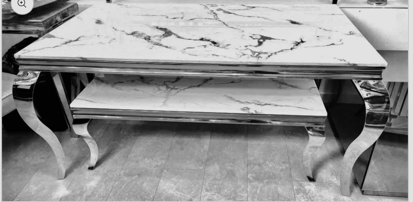 Salontafel zilver/marmer 130