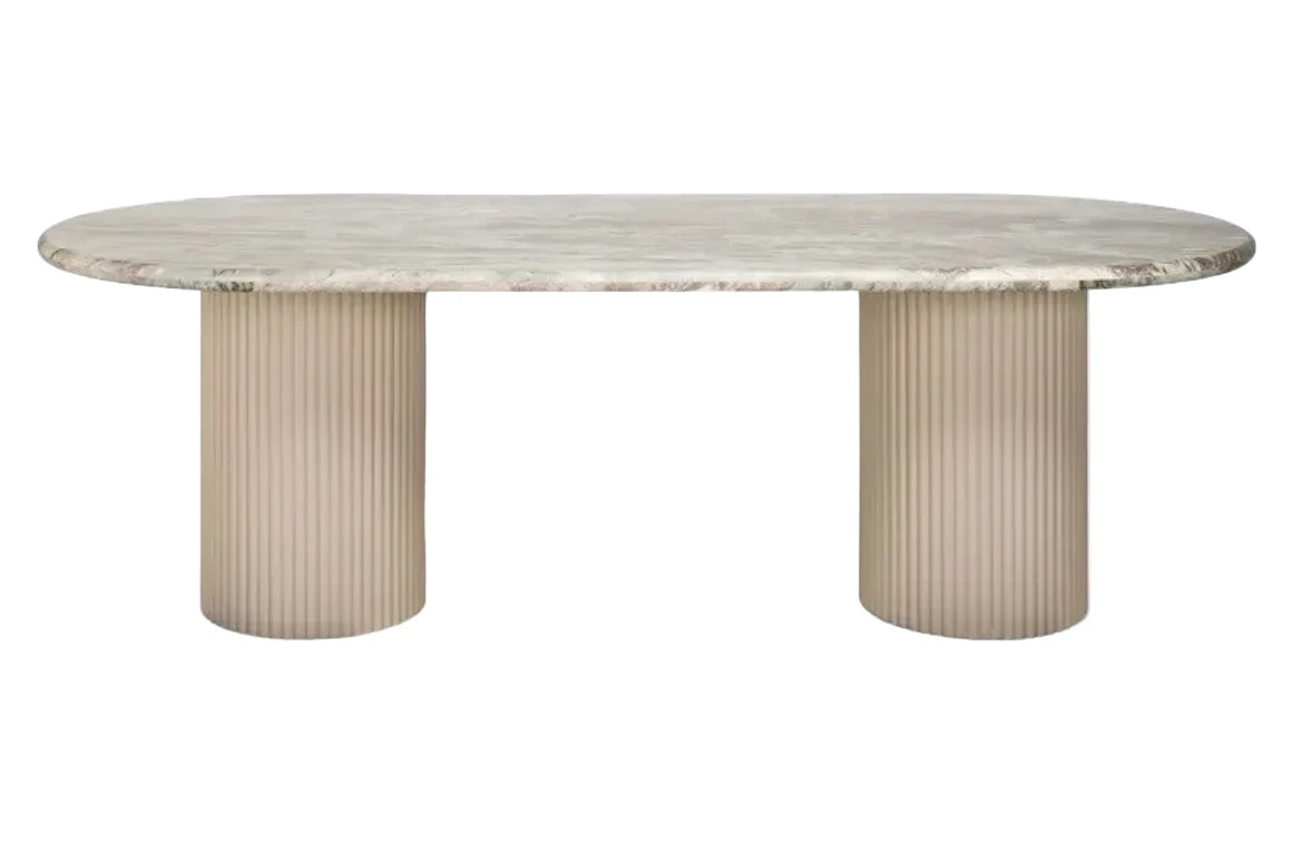 AFEL PILARO TRAVERTINE BEIGE MDF GERIBBELDE PATRONEN 160x90cm Eettafel Tafel eetkamertafel bij Huis77 Tomasian