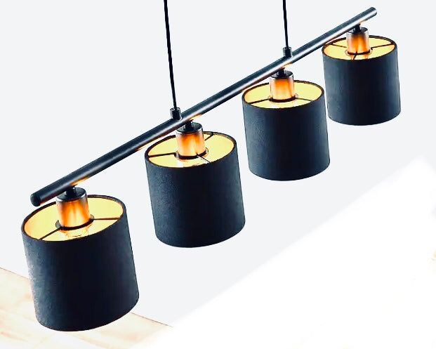 Plafondlamp 4 kappen (zwart)