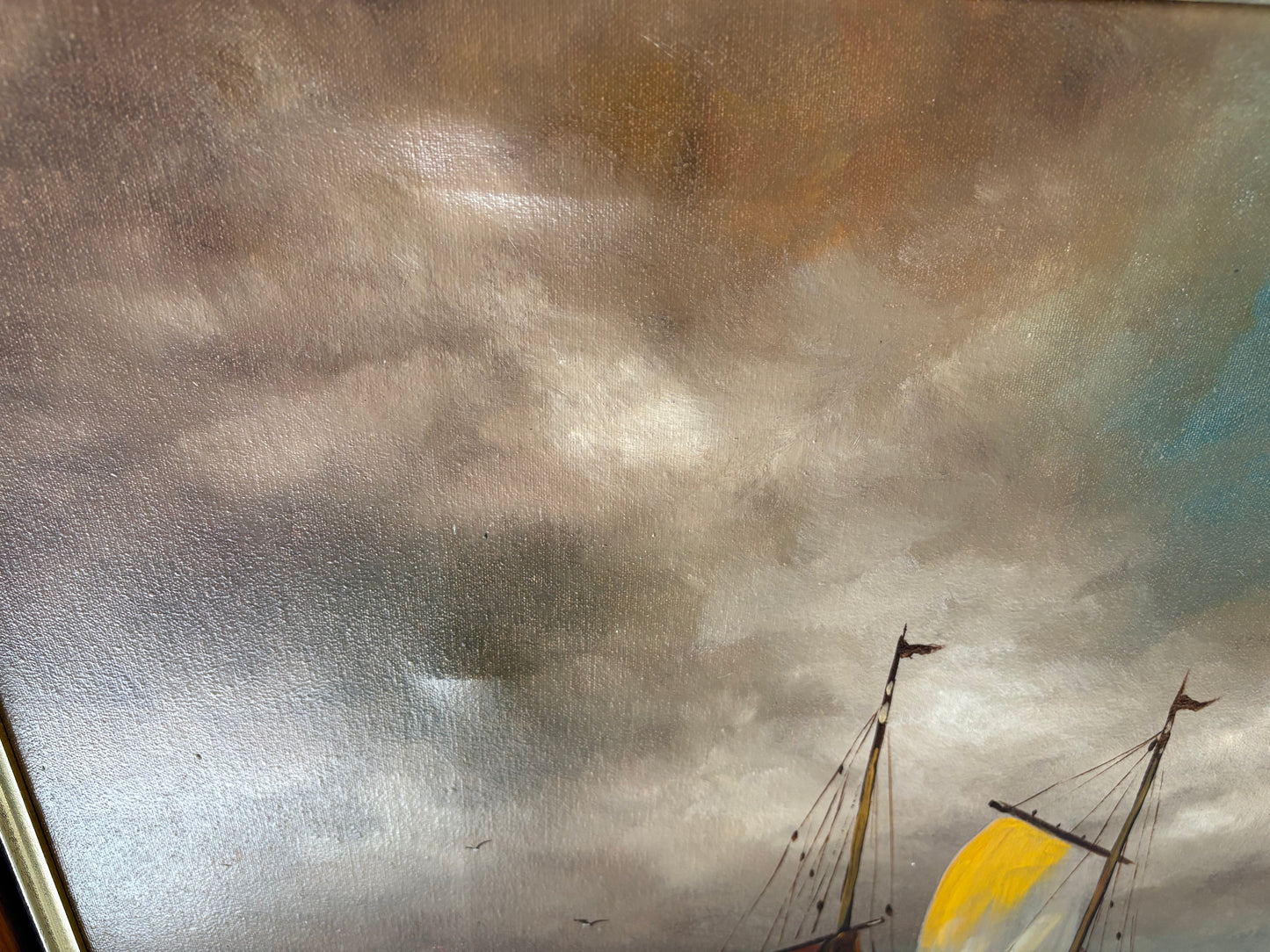 Schilderij van vissersboten op het strand J.KOK