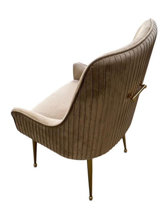 Eetkamerstoel Plise taupe met goud