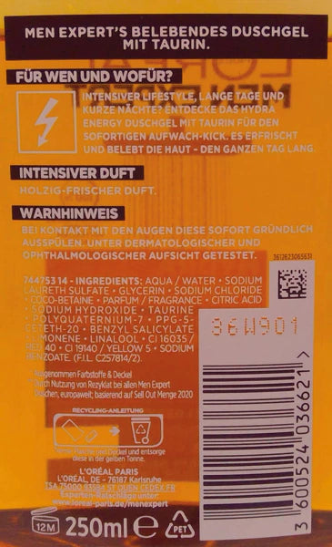 L'Oréal Men Expert Douche 250ml Hydra Energy