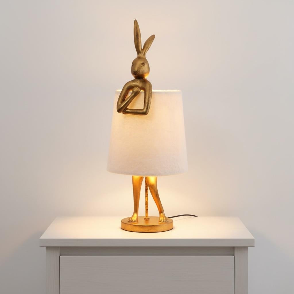 Tafellamp Konijn - Wit met Goud - ca. 68cm
