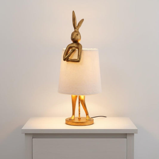 Tafellamp konijn of Rabbit wit met goud