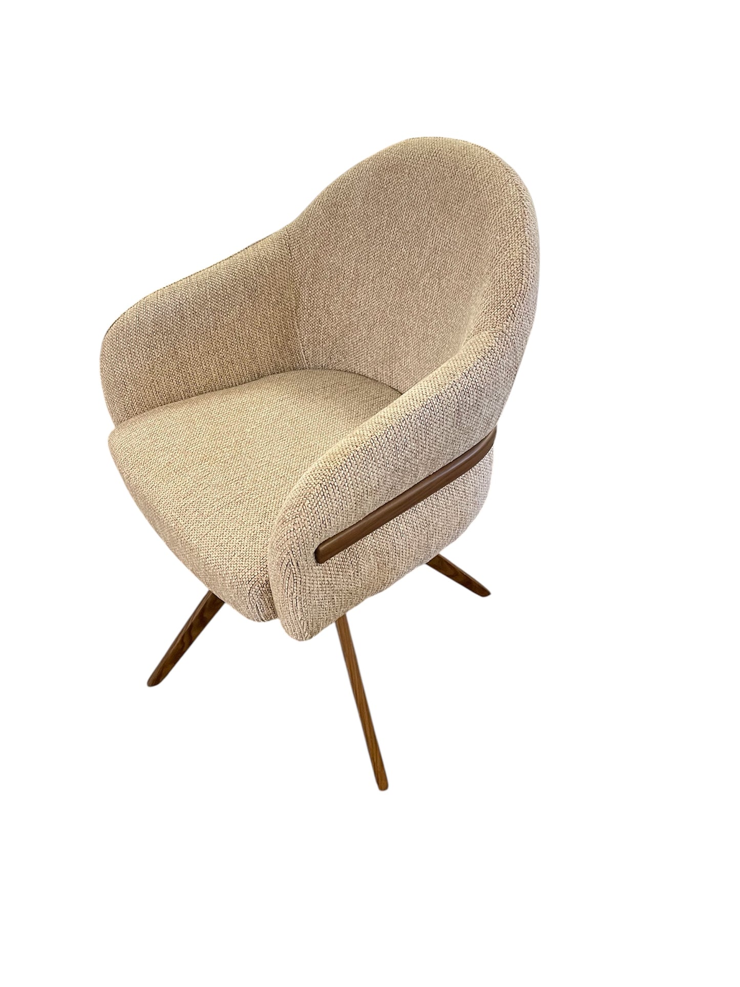 Eetkamerstoelen DRAAIBAAR STOEL 180 BOUCLE STOF BRONS ONDERSTEL