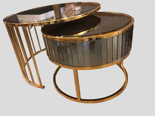 Salontafel 2-delig Smokey glas