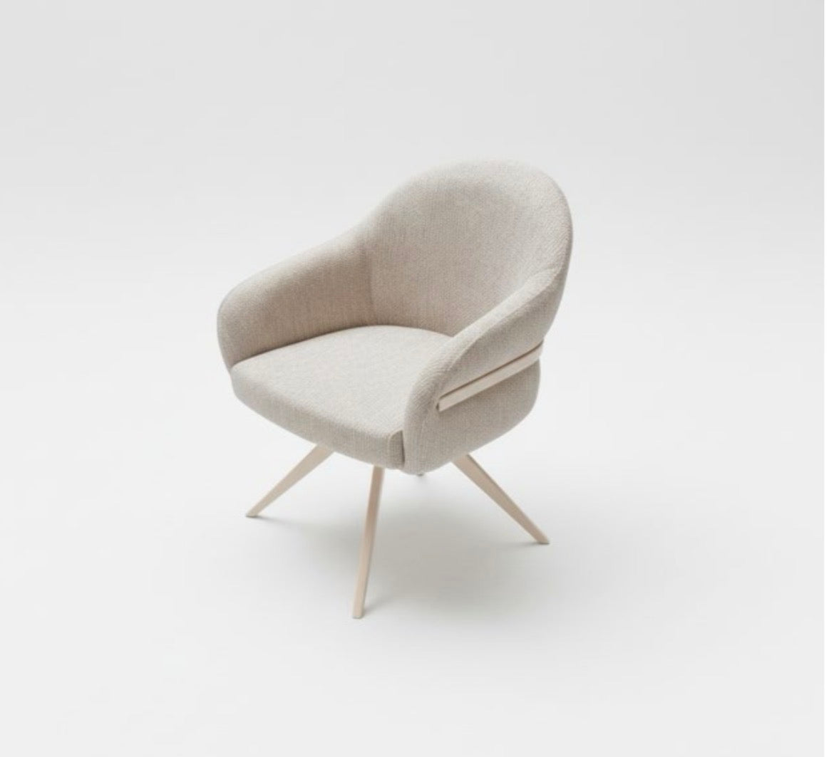 DRAAIBAAR STOEL BOUCLE STOF BEIGE ONDERSTEL
