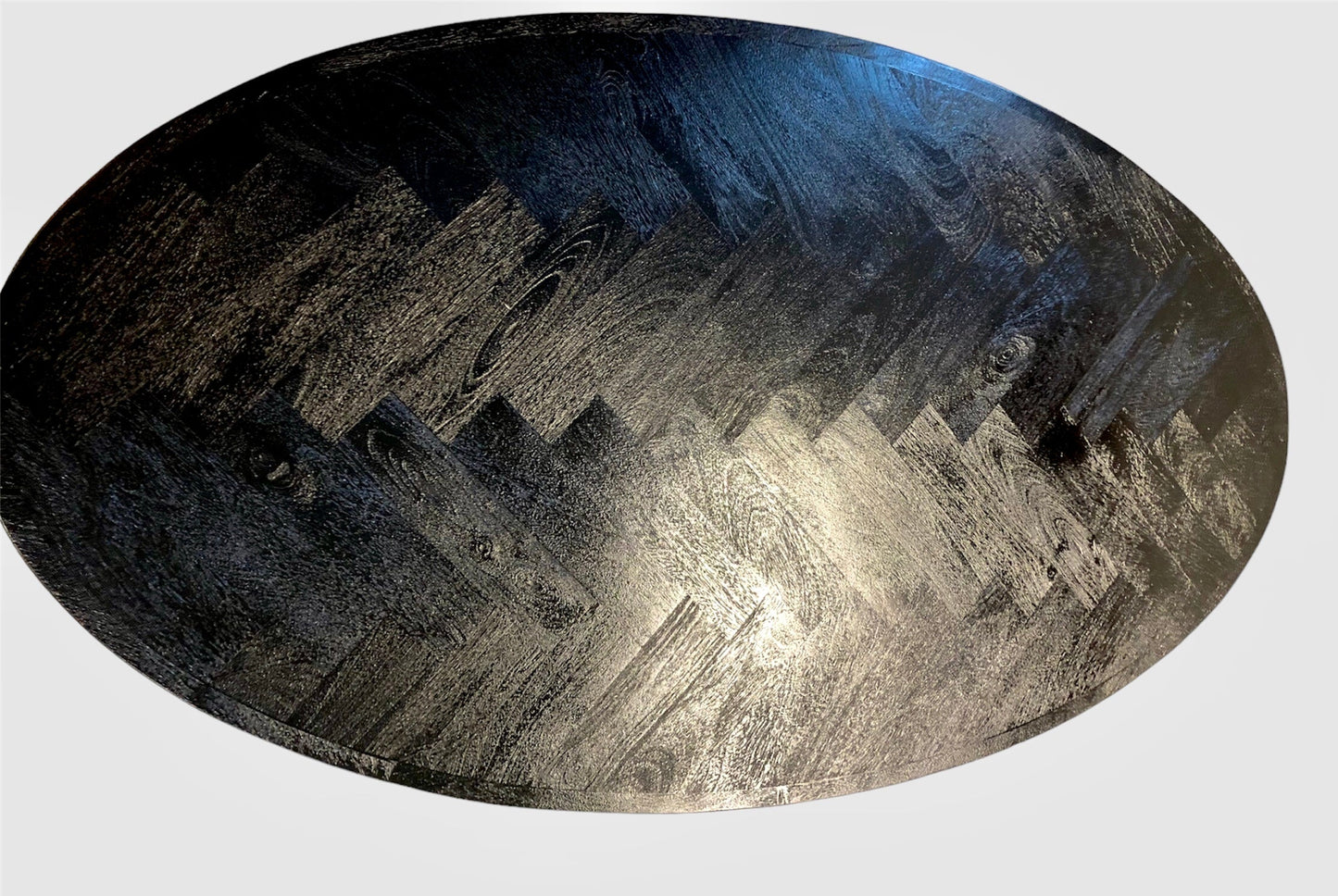 Tafel fishbone ovaal 220cm goud/zwart