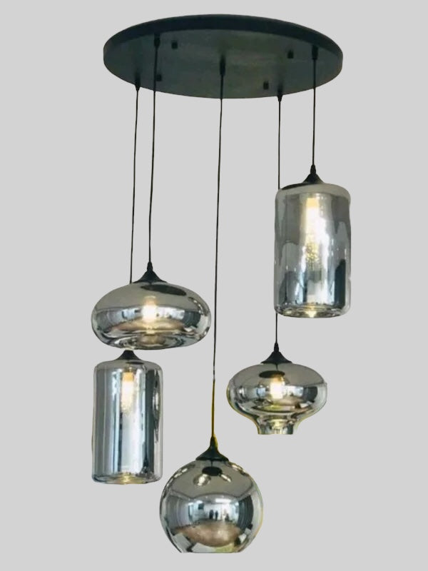 Design Smokey 5 glazen hanglamp rond