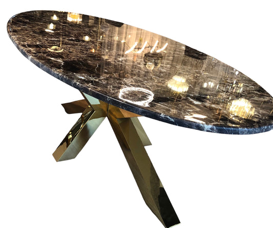 Bruin marmeren salontafel ovaal