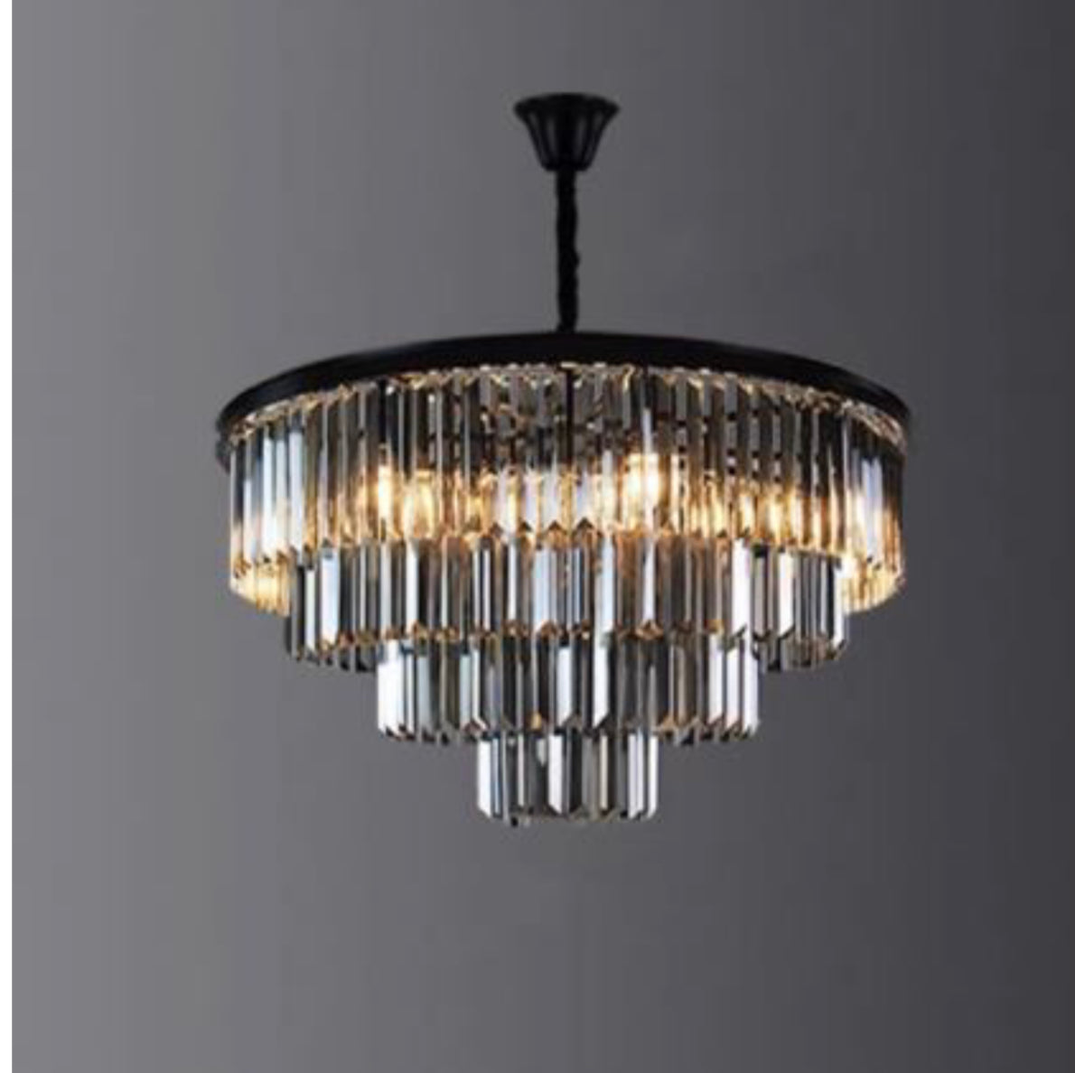 Smokey kristallen zwarte kroonluchter
