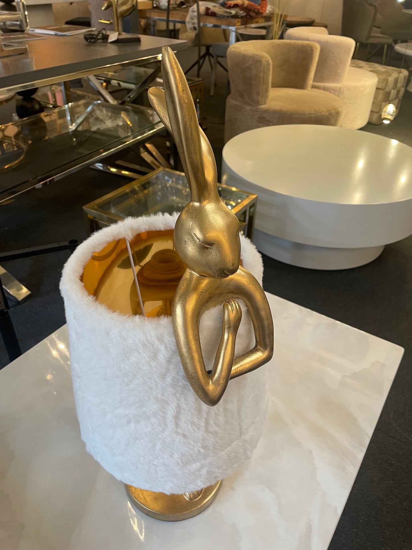 Tafellamp Konijn - Wit met Goud - ca. 68cm