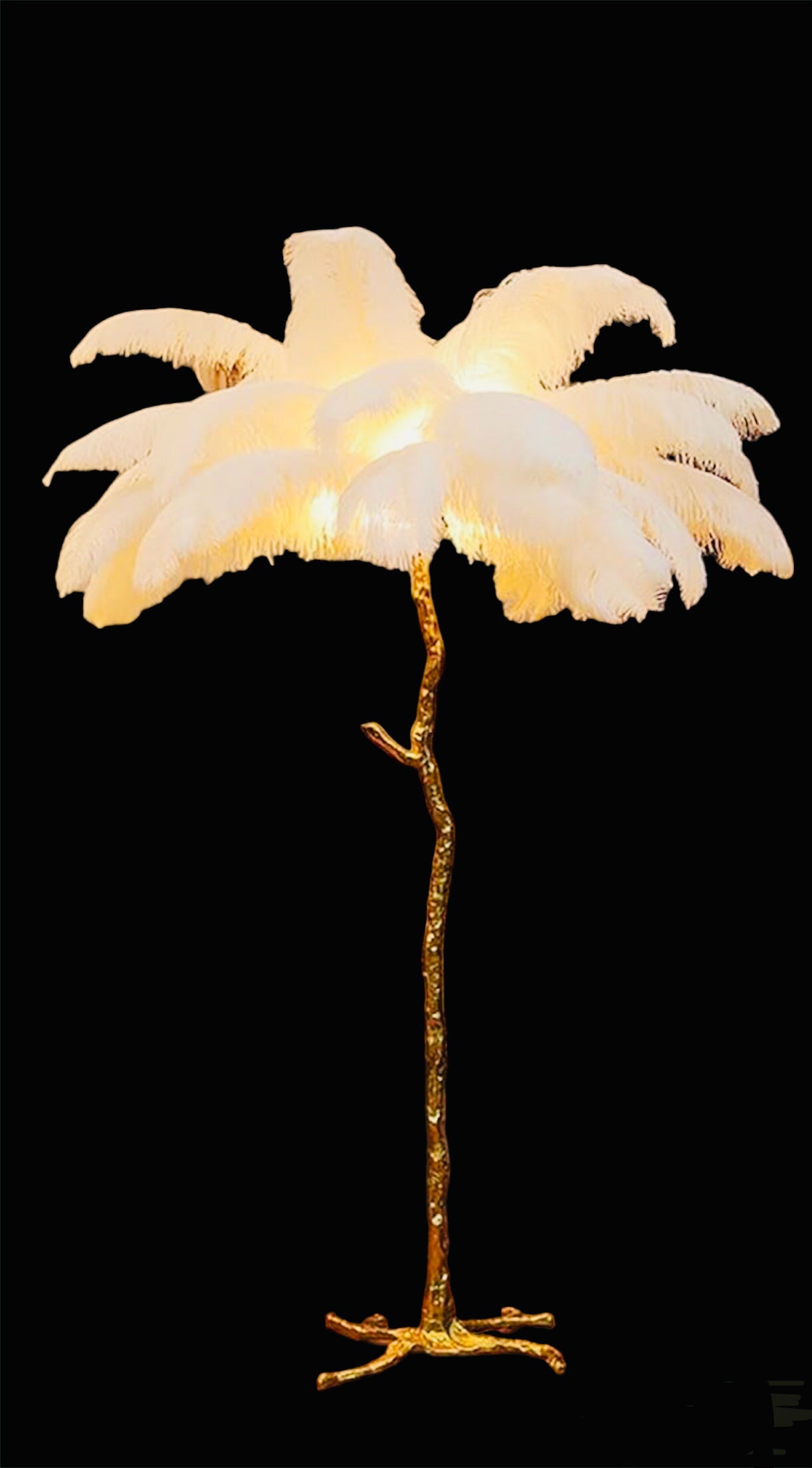 Vloerlamp kokospalm goud/wit