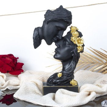 Sculptuur Zoenende Koppel - Zwart met Goud
