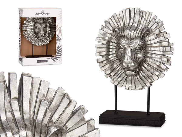 Leeuwenkop ornement zilveren met zwarte voet