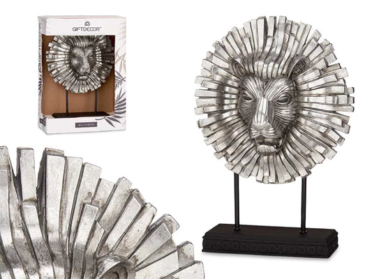 Leeuwenkop ornement zilveren met zwarte voet