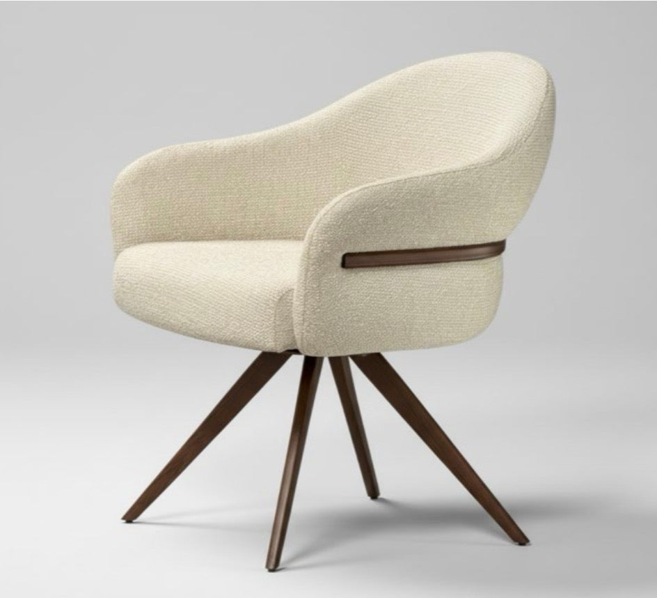 Eetkamerstoelen DRAAIBAAR STOEL 180 BOUCLE STOF BRONS ONDERSTEL