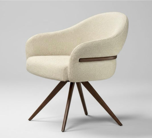 Eetkamerstoelen DRAAIBAAR STOEL 180 BOUCLE STOF BRONS ONDERSTEL