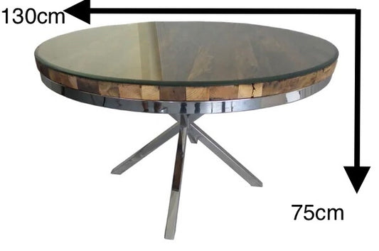 Eettafel rond/hout 130cm