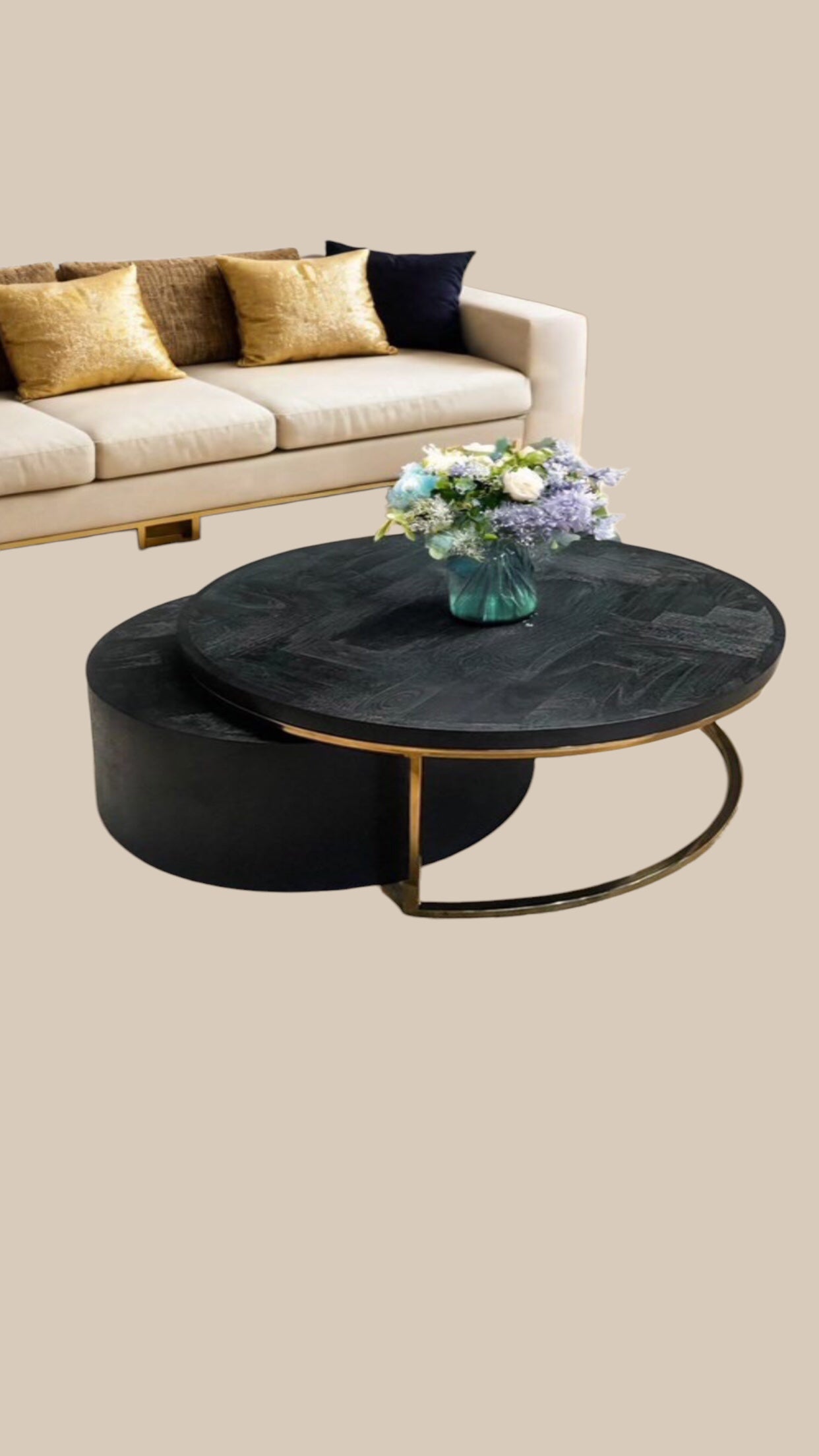 Salontafel Doblo design zwart/goud