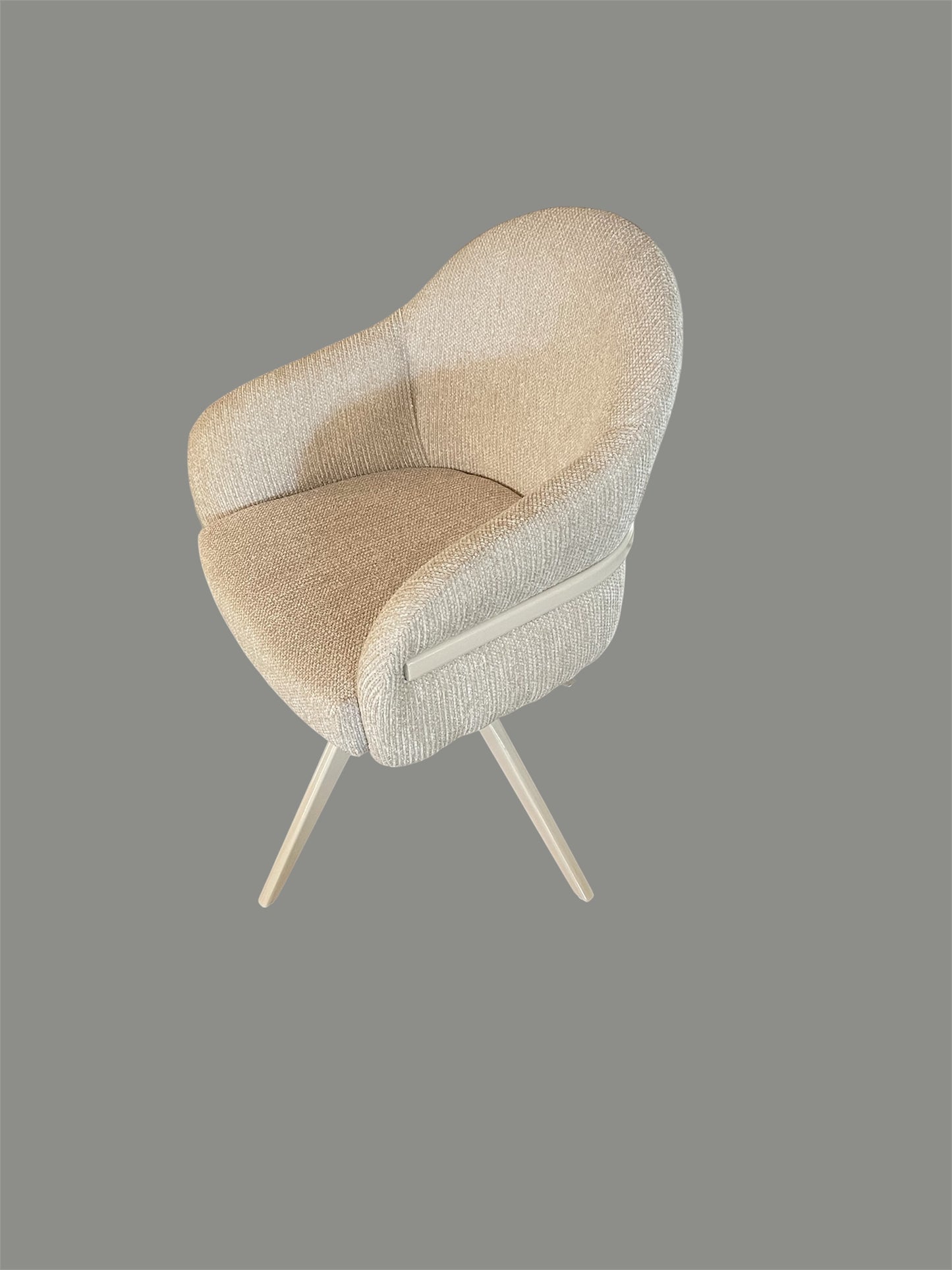 DRAAIBAAR STOEL BOUCLE STOF BEIGE ONDERSTEL