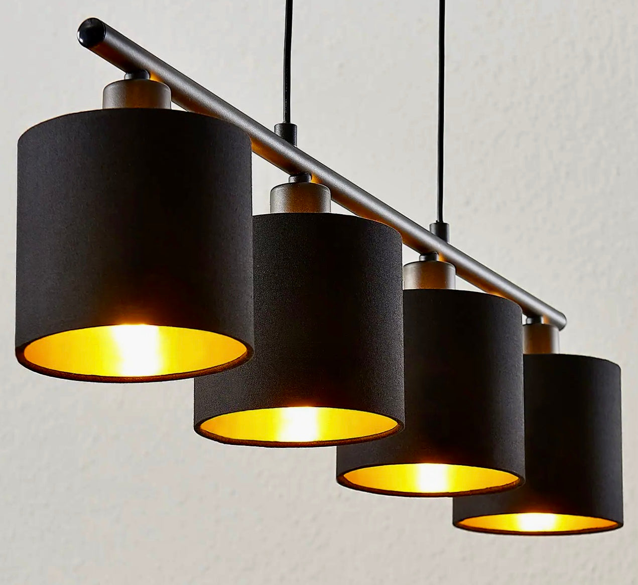 Plafondlamp 4 kappen (zwart)