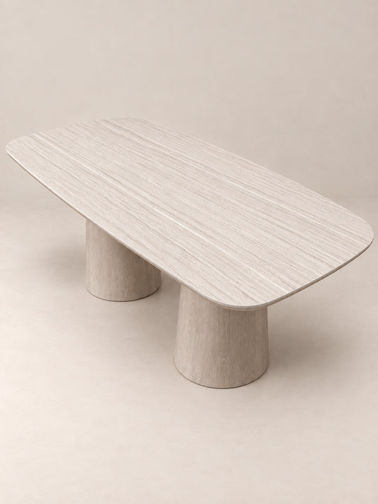Japandi eettafel in beige Travertine – Deens ovaal – 180 × 90 cm
