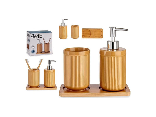 keramiek badkamer set 2 stuks kameel vierkant met strepen