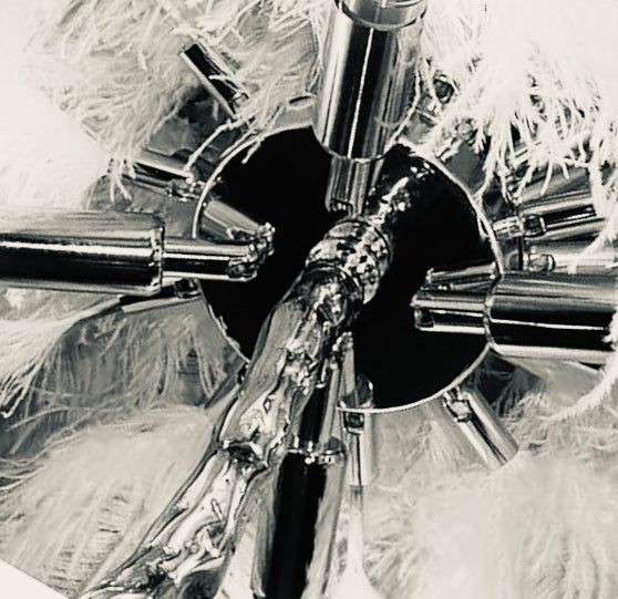 Vloerlamp kokospalm zilver/wit