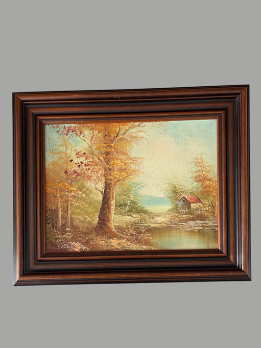 Olieverf Schilderij van Carter - Landschap met huis 40x30cm